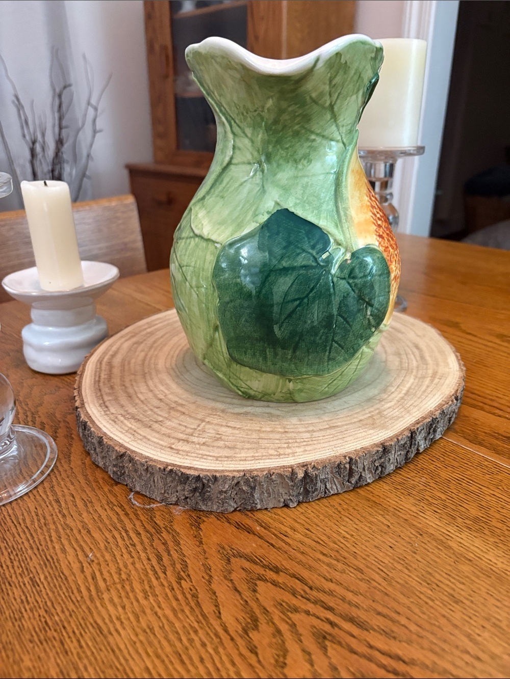 Vintage Cantaloupe Pitcher Vase, Made by Valli Ceramiche, Italy - Picture 3 of 10